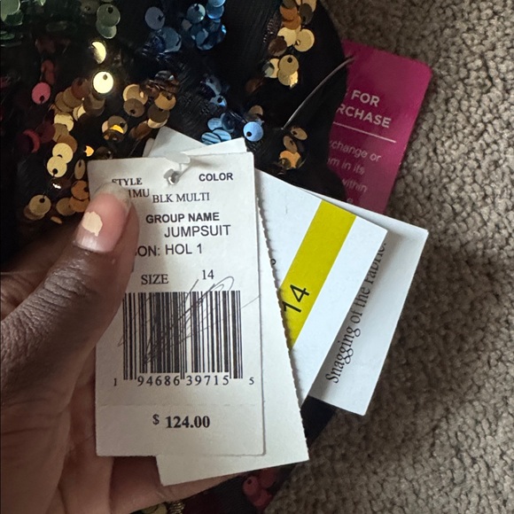 Gabby Skye Multicolor Sequin Jumpsuit SIZE 14 - Picture 5 of 7